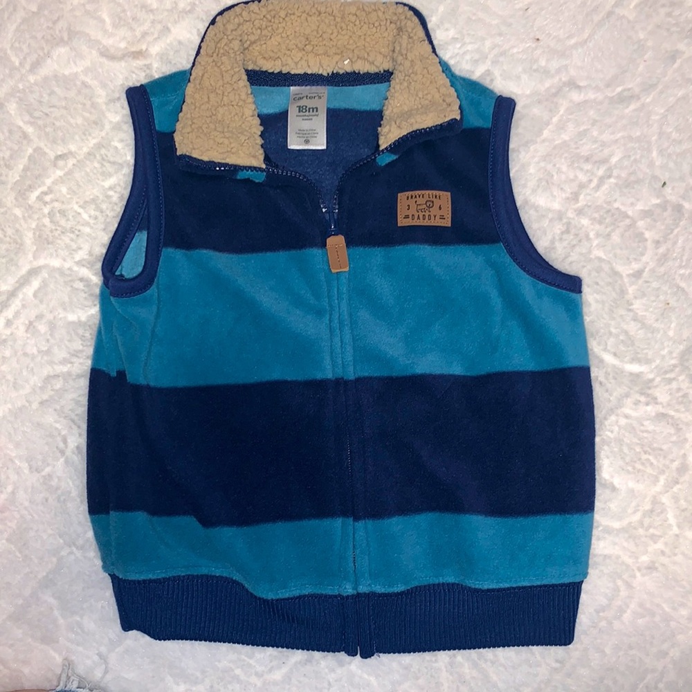 Carters toddler boy 18 month old parka navy blue and turquoise
